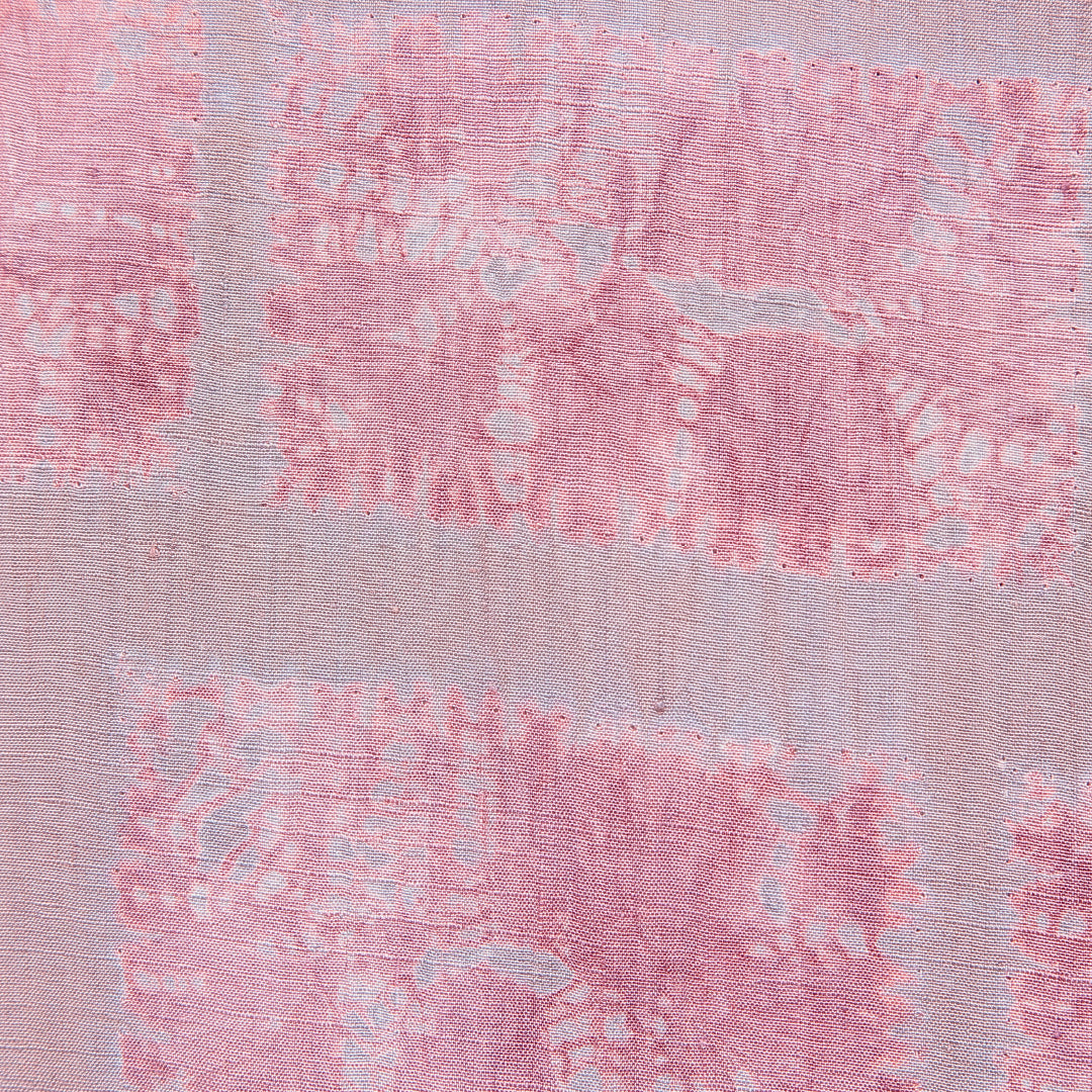 紬 袷 身丈165cm 裄丈67cm 正絹 Cランク XLサイズ 広衿 カジュアル 後染め 格子 ピンク系 1216-16870