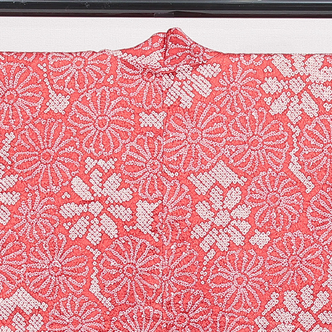 羽織 袷 身丈77cm 裄丈65cm 正絹 Aランク カジュアル Mサイズ 紐あり 菊 赤系 HP 1232-16454