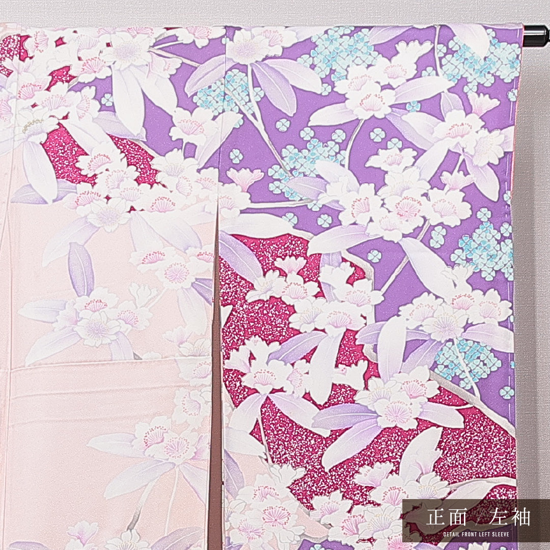 振袖 袷 身丈163cm 裄丈65cm フォーマル Aランク Lサイズ 正絹 広衿 桜 1213-F0731