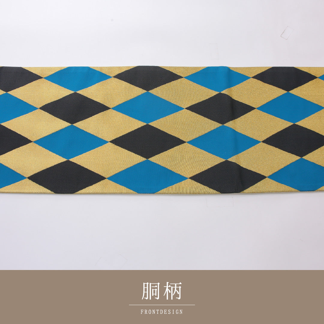 袋帯 帯丈440cm ポリエステル 六通 インフォーマル ダイヤ 金系 1243-02203