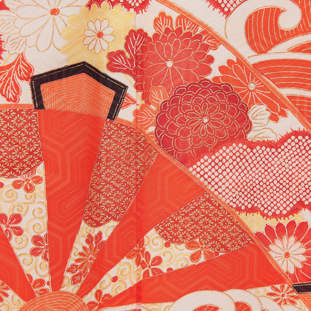 アンティーク 振袖 袷 身丈166cm 裄丈65cm フォーマル Bランク XLサイズ 正絹 広衿 菱 菊 1213-F0638