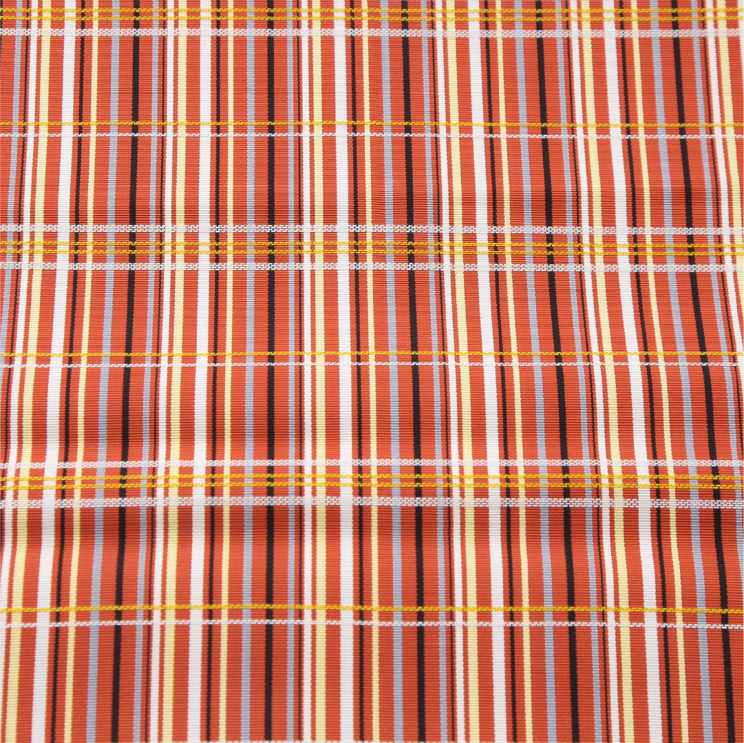 八寸名古屋帯 帯丈400cm カジュアル 開き仕立て 全通 未仕立て Aランク 正絹 博多織 格子 赤系 1224-04033