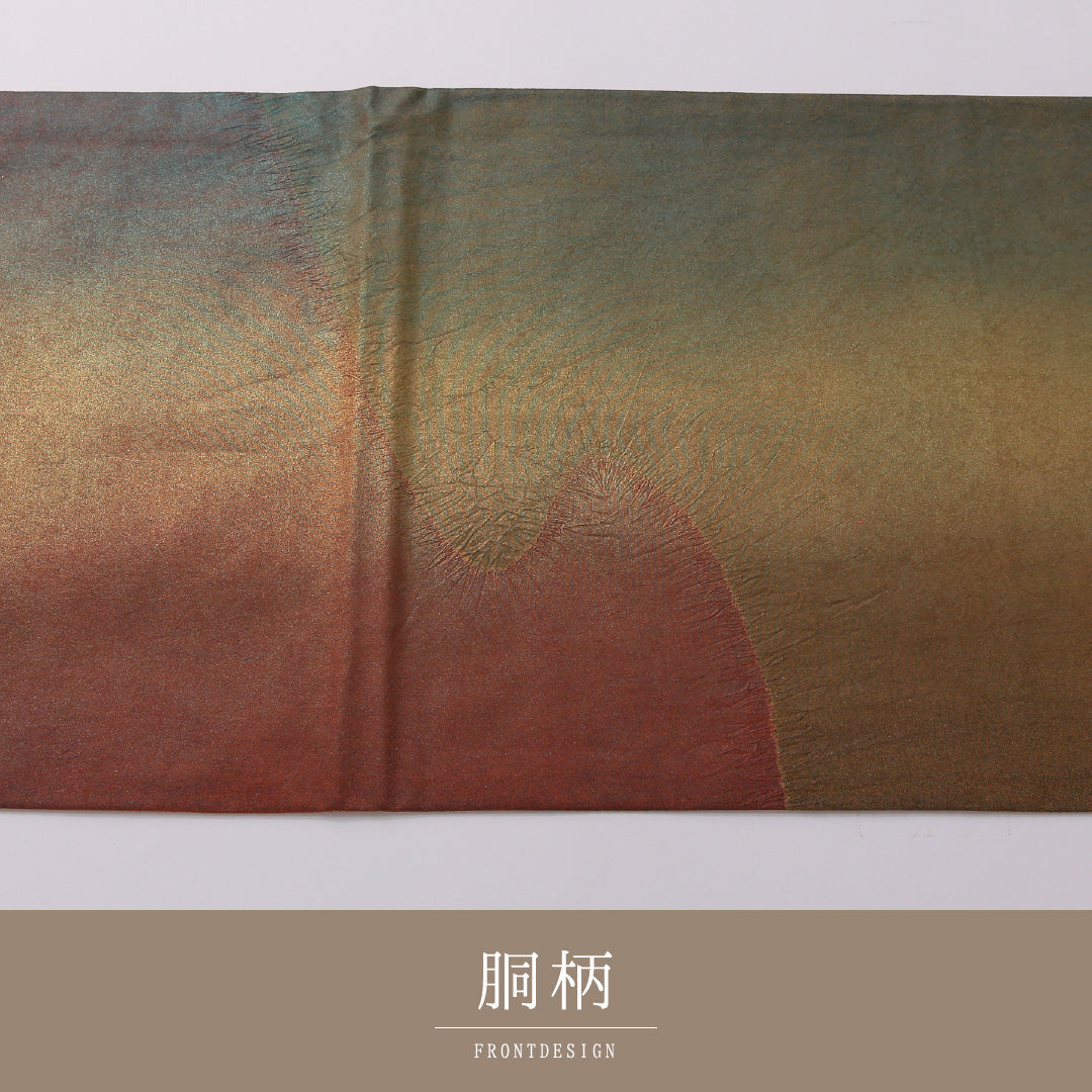 袋帯 帯丈460cm 正絹 全通 帯芯なし インフォーマル 創作柄 朱系 1243-01931
