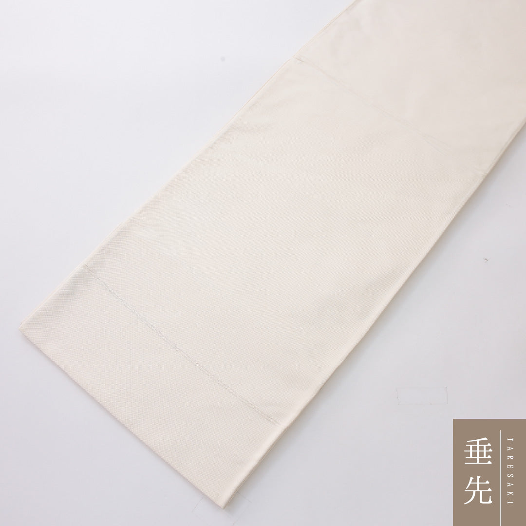 未使用品 袋帯（紬） 帯丈428cm 正絹 ポイント柄 帯芯なし カジュアル 牡丹 菊 クリーム系 1243-02237