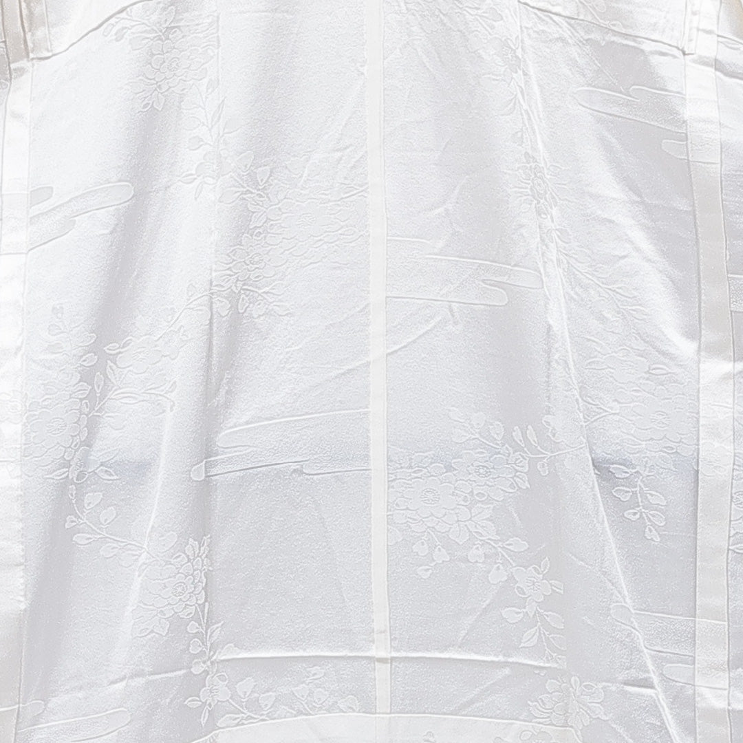 長襦袢 単衣 身丈126cm 裄丈67cm 正絹 Sランク Mサイズ バチ衿 梅 クリーム系 1229-15672