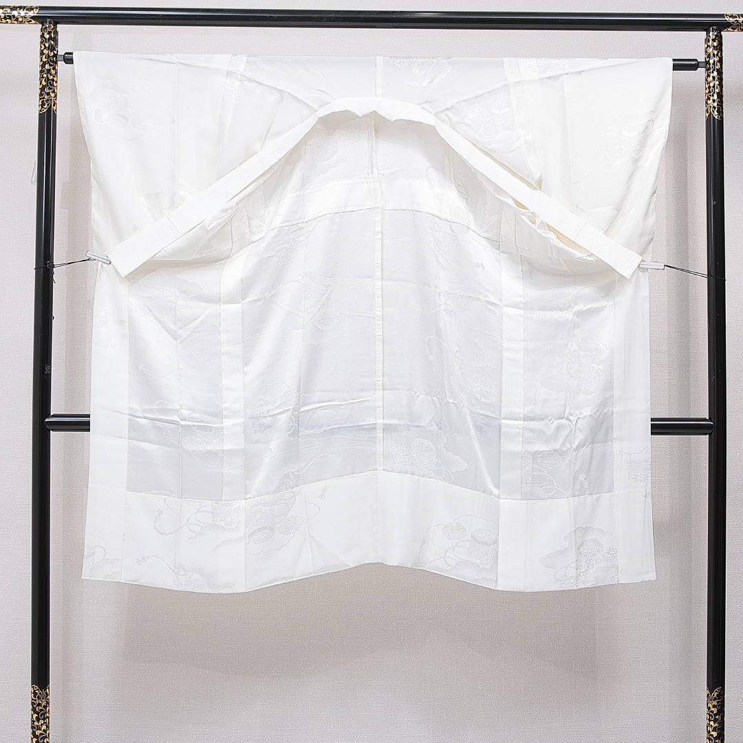 長襦袢 袷 身丈121cm 裄丈63cm 正絹 Sランク Sサイズ 貝桶 白系 RP 1239-15401