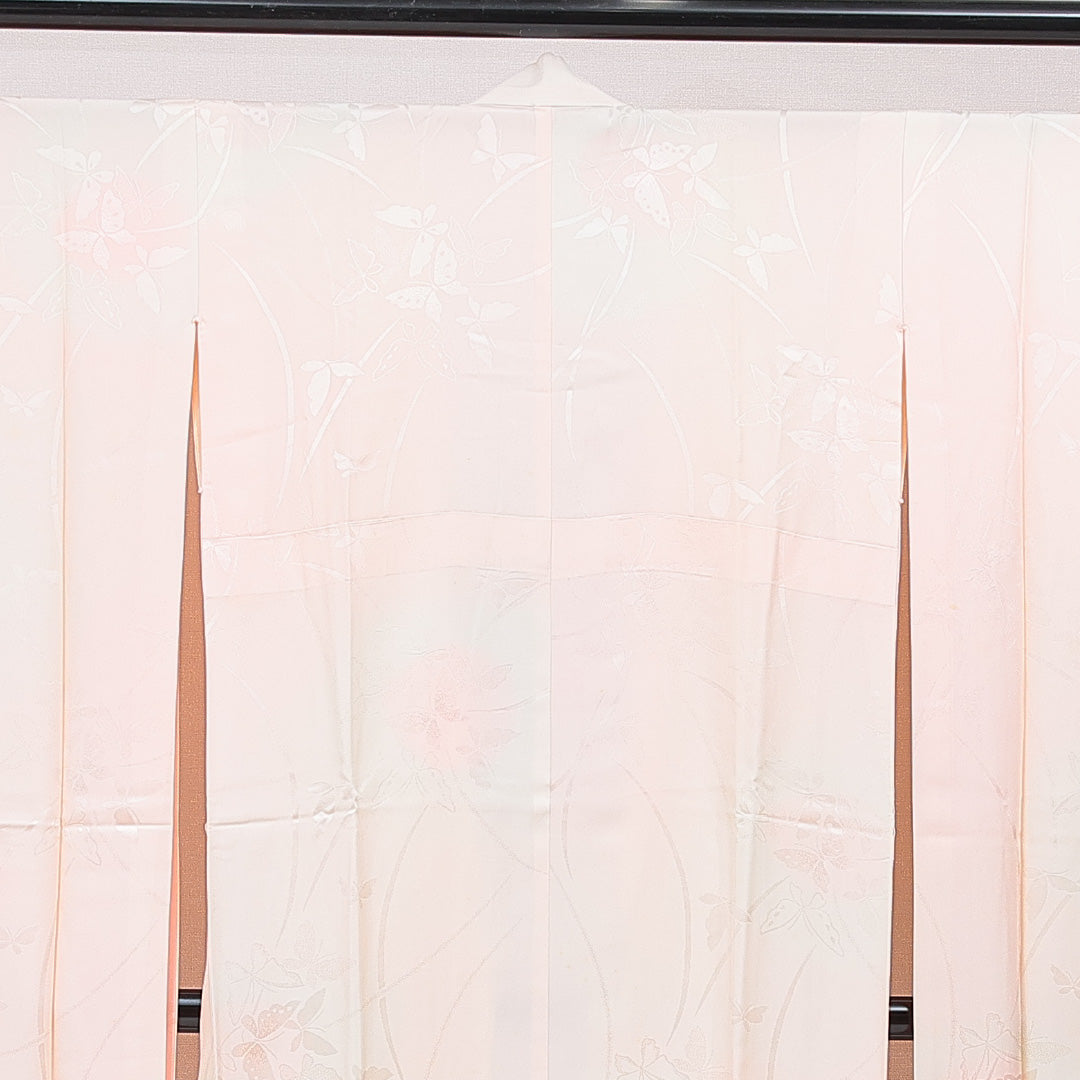 振袖用 長襦袢 無双袖 身丈120cm 裄丈63cm 正絹 Sランク Sサイズ 蝶 ピンク系 RP 1240-15391