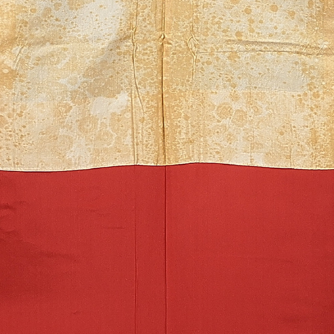 アンティーク お召 袷 身丈155cm 裄丈62cm 正絹 Cランク Mサイズ 広衿 創作柄 多色系 1265-16042