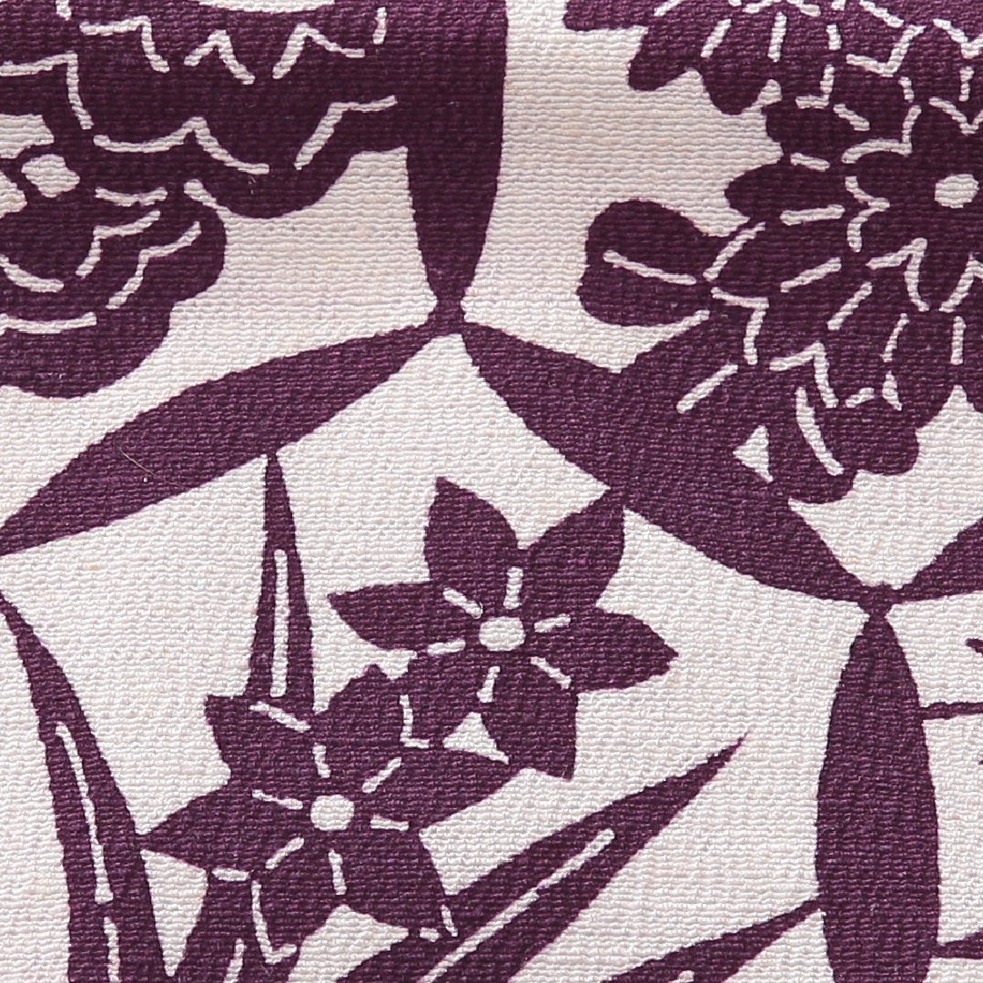 九寸名古屋帯 帯丈345cm カジュアル 名古屋仕立て 全通 Aランク 正絹 染め帯 古典柄 紫系 クリーム系 1224-03924