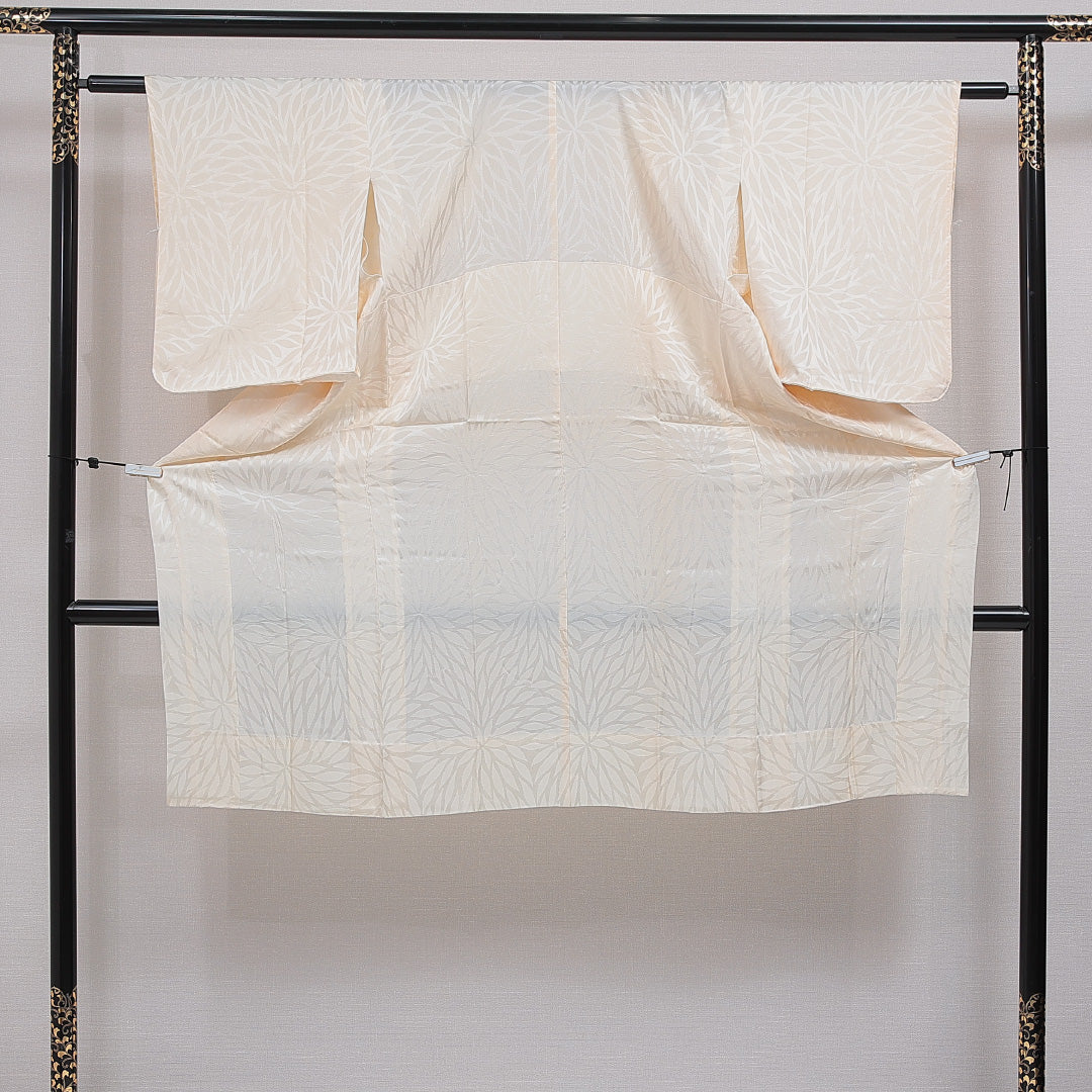 長襦袢 無双袖 身丈116cm 裄丈60cm 正絹 Bランク XSサイズ 菊 クリーム系 RP 1239-16533