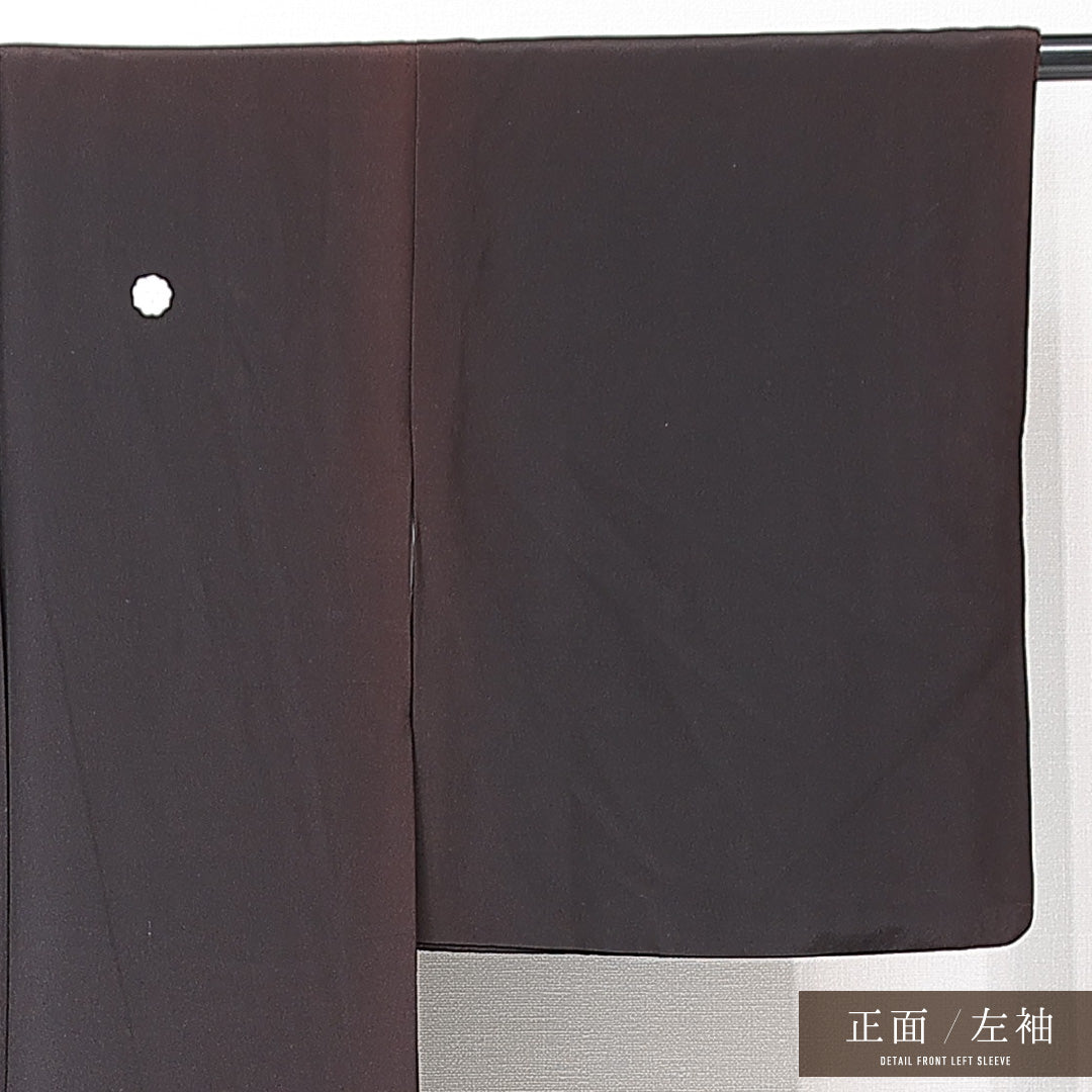 黒留袖 袷 身丈161cm 裄丈63cm 五つ紋 剣片喰 フォーマル Cランク Lサイズ 正絹 比翼仕立て 広衿 鳥 牡丹 刺繍 1211-F0709