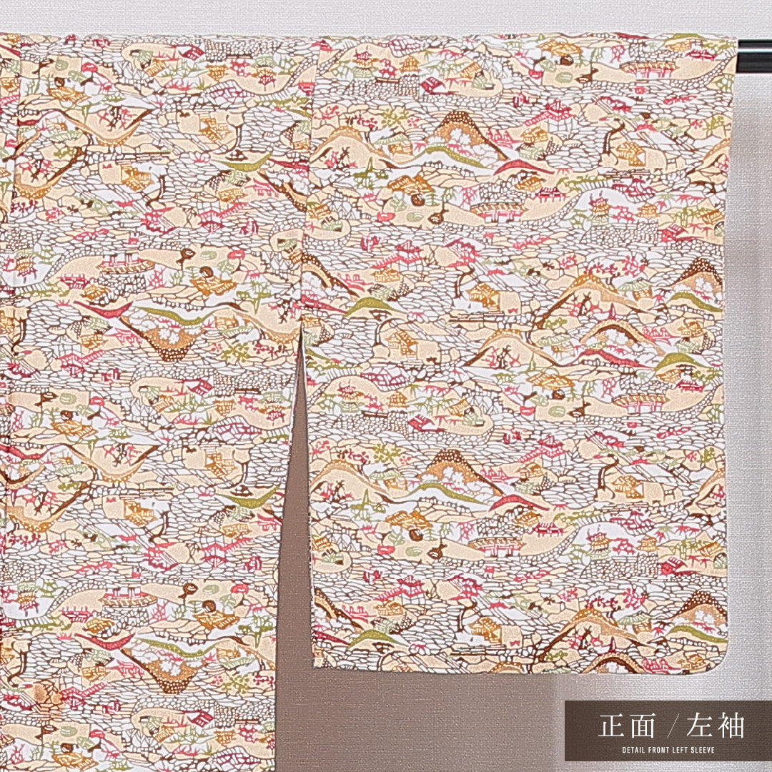 洗える着物 小紋 袷 身丈158cm 裄丈63cm ポリエステル Sランク インフォーマル 広衿 Mサイズ 茶屋辻 多色系 RP 1221-15999