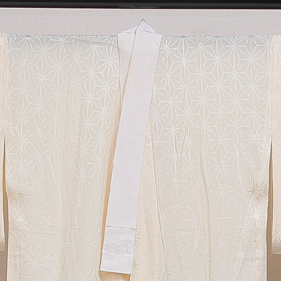 長襦袢 無双袖 身丈126cm 裄丈64cm 正絹 Bランク Mサイズ 麻の葉 クリーム系 RP 1239-16547