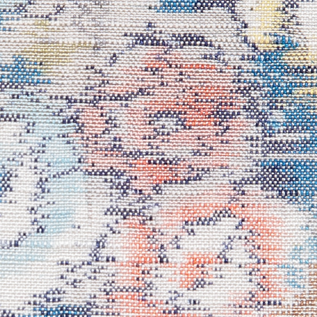 紬 袷 身丈164cm 裄丈66cm 正絹 Aランク Lサイズ 広衿 カジュアル 牡丹 クリーム系 1216-16662