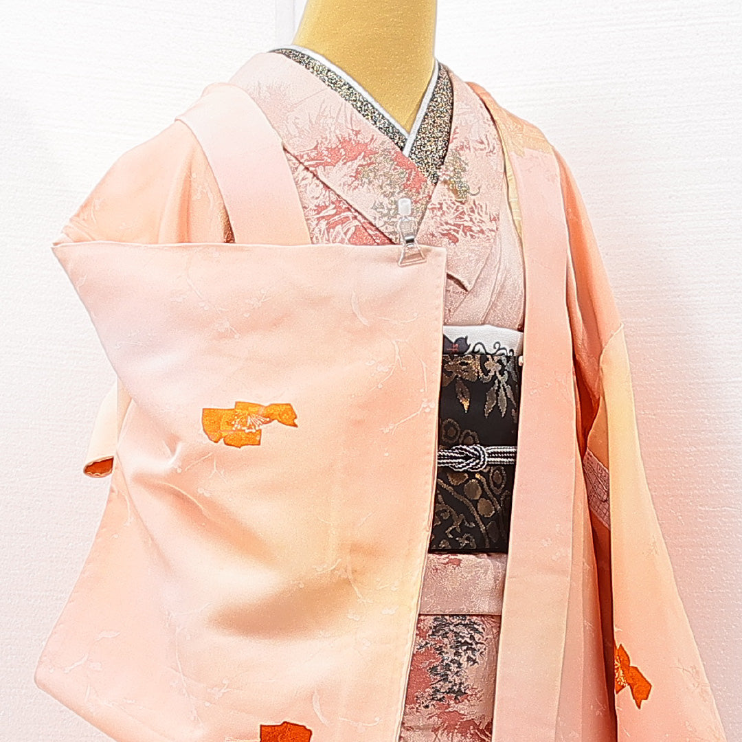 羽織 袷 身丈82cm 裄丈62cm 正絹 Cランク カジュアル Sサイズ 創作柄 ピンク系 HP 1232-15251