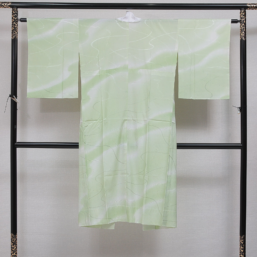 長襦袢 無双袖 身丈127cm 裄丈62cm 正絹 Aランク Mサイズ 流水 緑系 HP 1239-16483