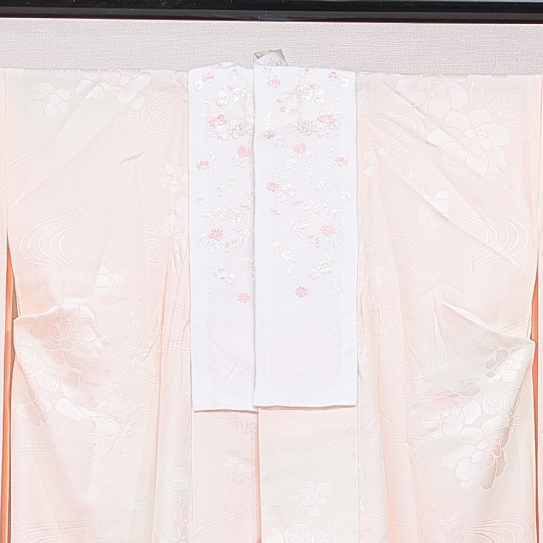 振袖用 長襦袢 無双袖 身丈119cm 裄丈63cm 正絹 Aランク XSサイズ 流水 ピンク系 RP 1240-15389
