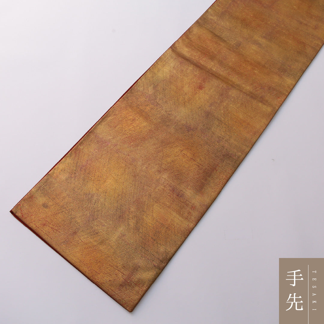袋帯 帯丈448cm 正絹 全通 帯芯なし インフォーマル 抽象柄 茶系 1243-01954