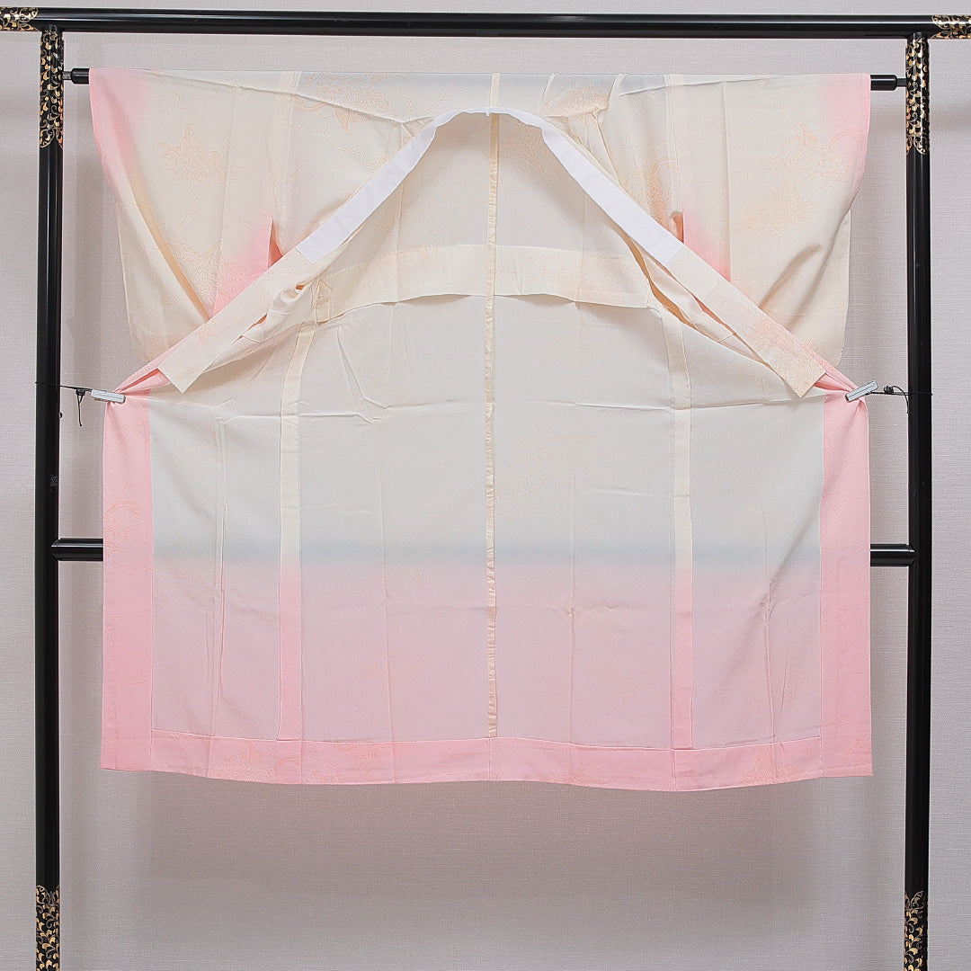 長襦袢 無双袖 身丈126cm 裄丈64cm 正絹 Sランク Mサイズ 平安絵巻 ベージュ系 RP 1239-16583