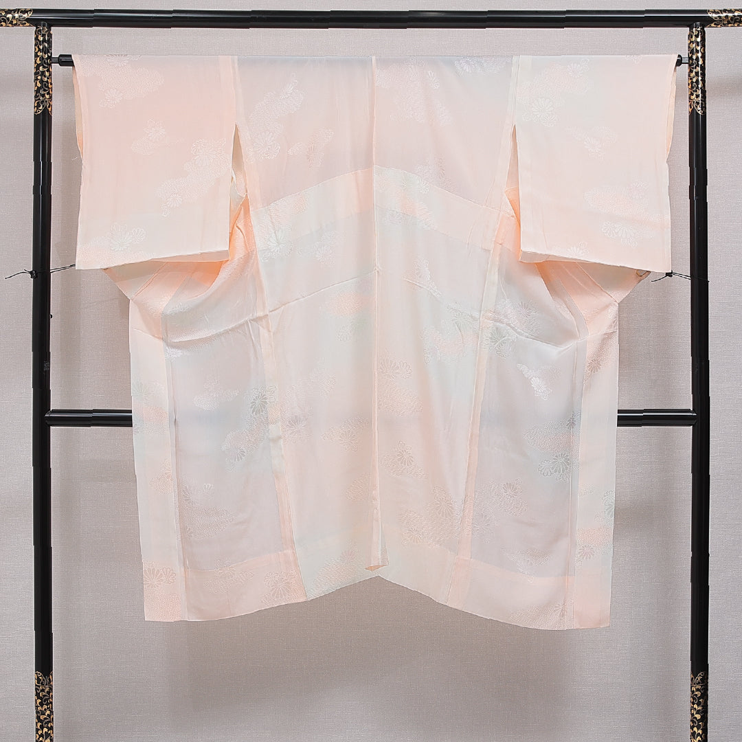 長襦袢 無双袖 身丈125cm 裄丈65cm 正絹 Bランク Mサイズ 菊 ピンク系 HP 1239-16564
