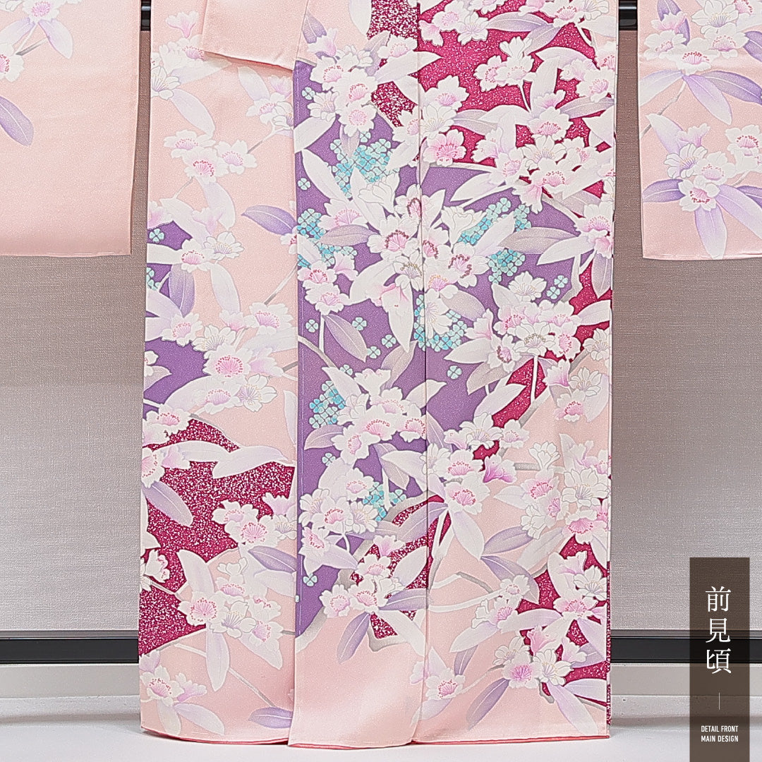 振袖 袷 身丈163cm 裄丈65cm フォーマル Aランク Lサイズ 正絹 広衿 桜 1213-F0731