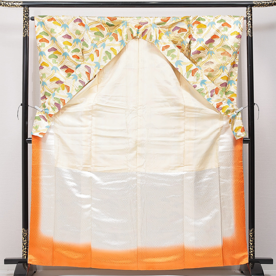 振袖 袷 身丈165cm 裄丈66cm セミフォーマル Sランク XLサイズ 正絹 広衿 笠松 金駒刺繍 1213-F0733