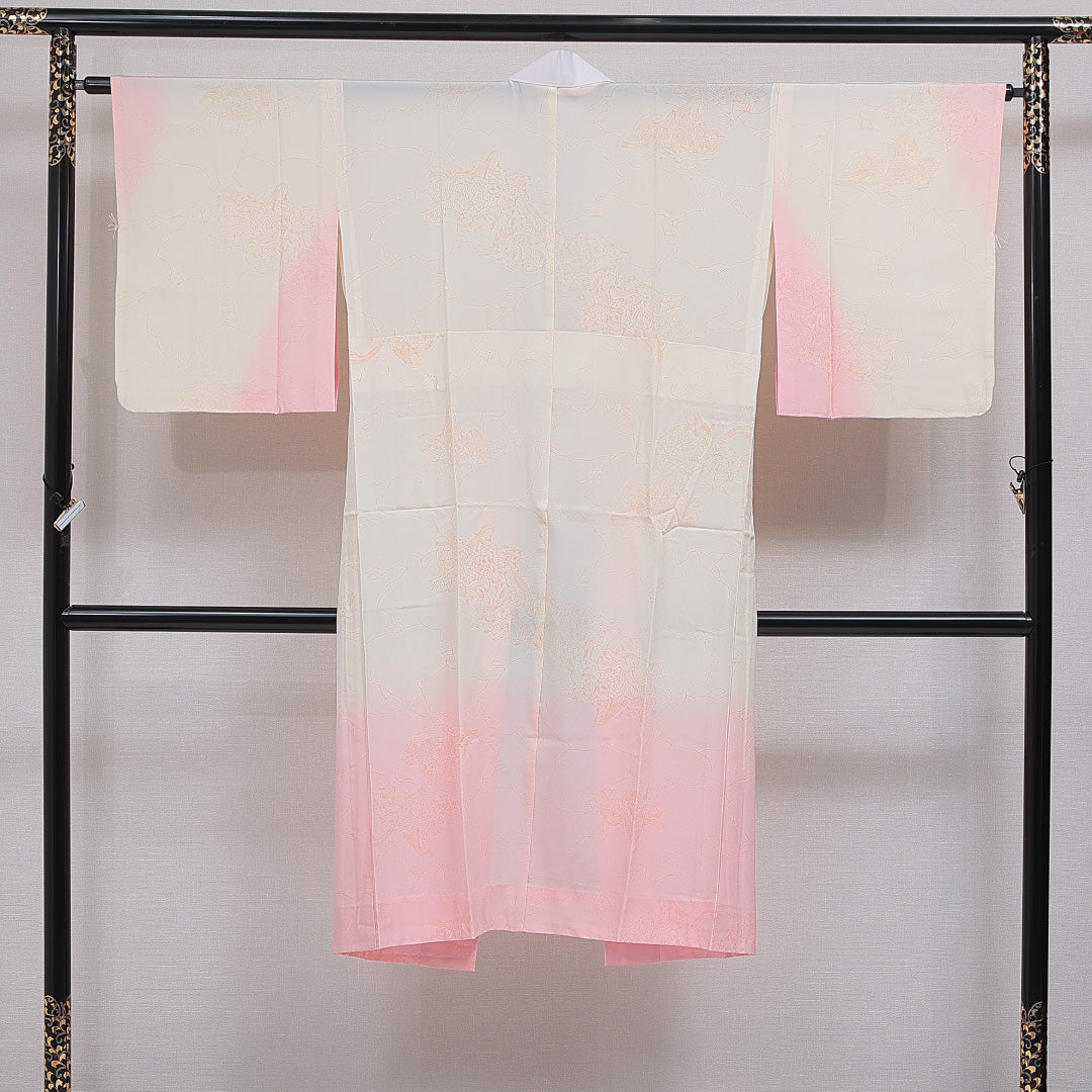 長襦袢 無双袖 身丈126cm 裄丈64cm 正絹 Sランク Mサイズ 平安絵巻 ベージュ系 RP 1239-16583