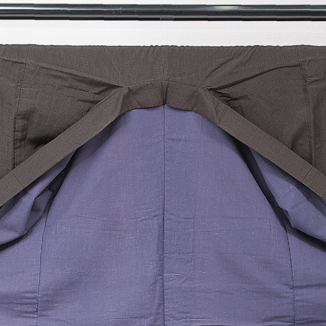 男着物 単衣 身丈132cm 裄丈63cm 正絹 Cランク カジュアル 棒衿 XSサイズ 格子 茶系 LP 1224-15239