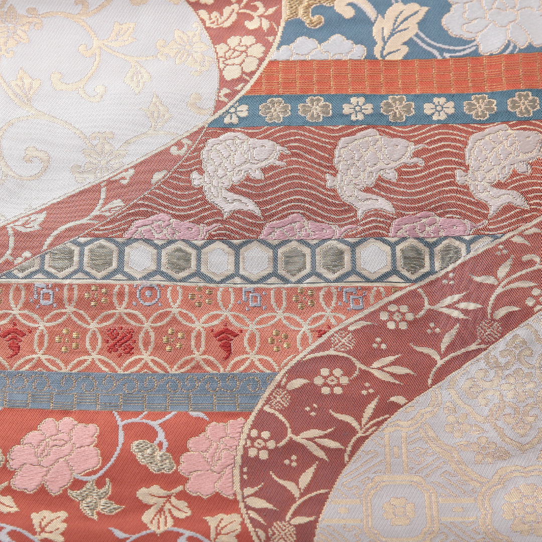 袋帯 帯丈436cm フォーマル 六通 Sランク 正絹 吉祥文様 グレー系 1223-02118