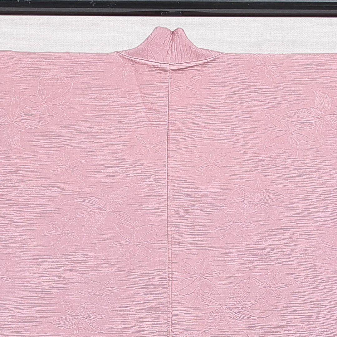 羽織 袷 身丈73cm 裄丈60cm 正絹 Cランク 紋意匠 (花柄) カジュアル Sサイズ 紐あり ピンク系 HP 1232-16455