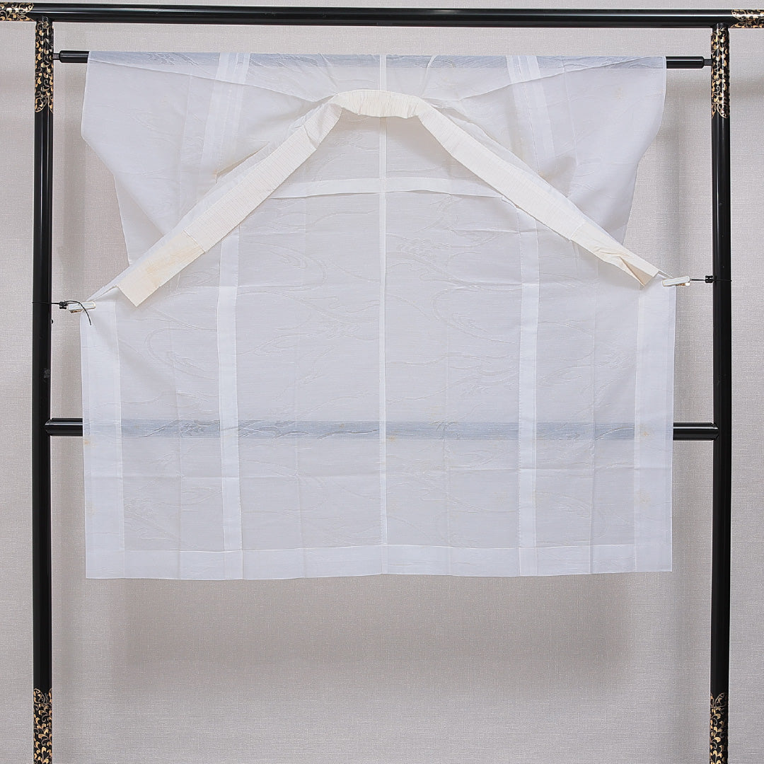 夏物 洗える着物 麻の長襦袢 単衣 身丈122cm 裄丈59cm 麻 Cランク Sサイズ 無地 白系 LP 1239-16508