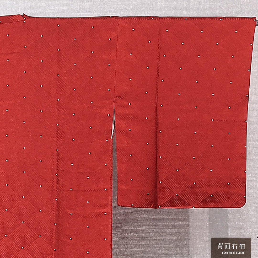道行コート 袷 身丈82cm 裄丈66cm 正絹 Sランク セミフォーマル Mサイズ 抽象柄 赤系 RP 1237-16799