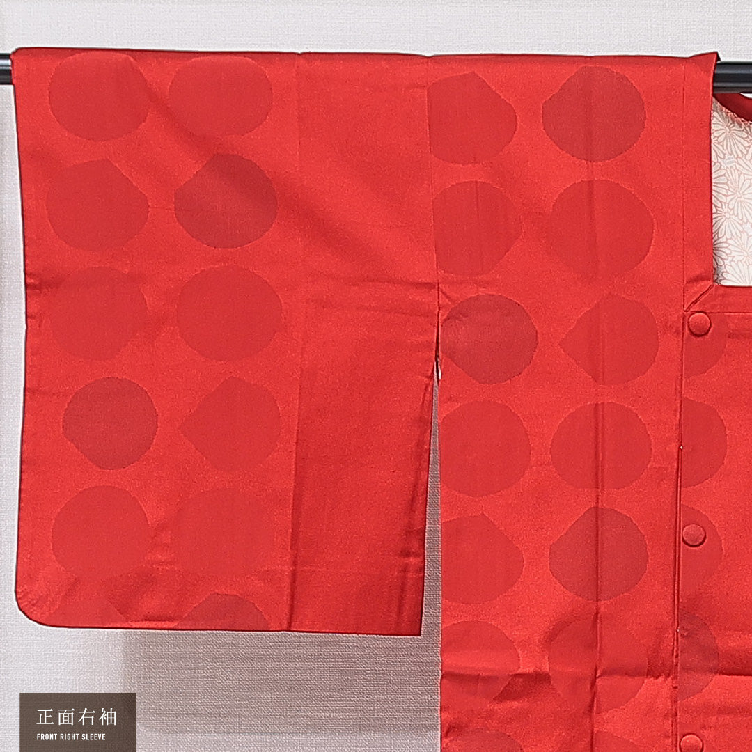 道行コート 袷 身丈80cm 裄丈64cm 正絹 Sランク セミフォーマル Mサイズ 抽象柄 赤系 RP 1237-16795
