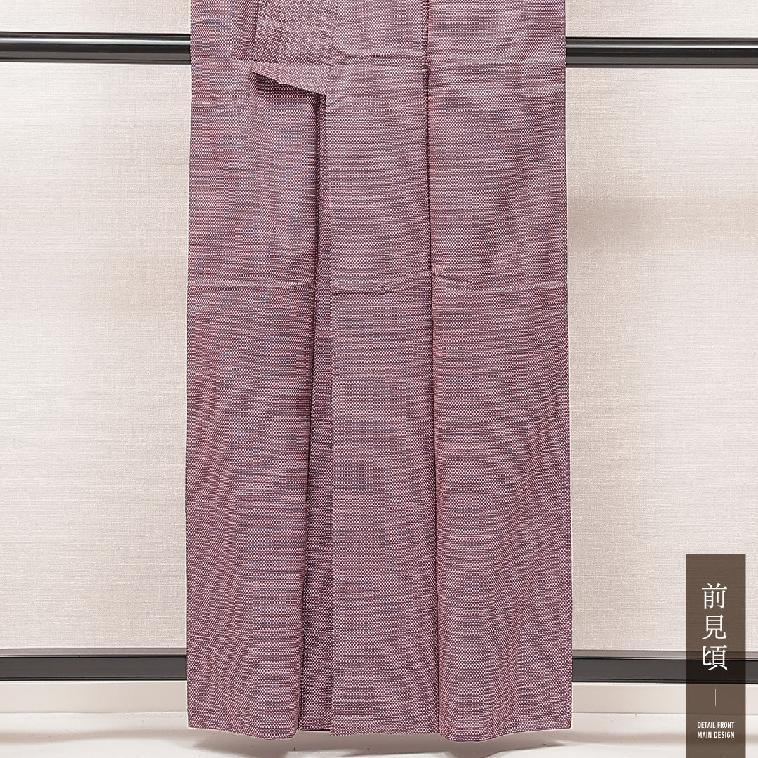 洗える着物 紬 袷 身丈159cm 裄丈62cm ポリエステル Sランク カジュアル 広衿 Mサイズ 抽象柄 紫系 RP 1223-16903