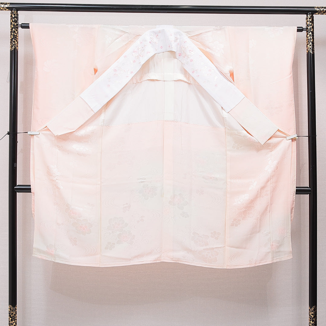 振袖用 長襦袢 無双袖 身丈119cm 裄丈63cm 正絹 Aランク XSサイズ 流水 ピンク系 RP 1240-15389