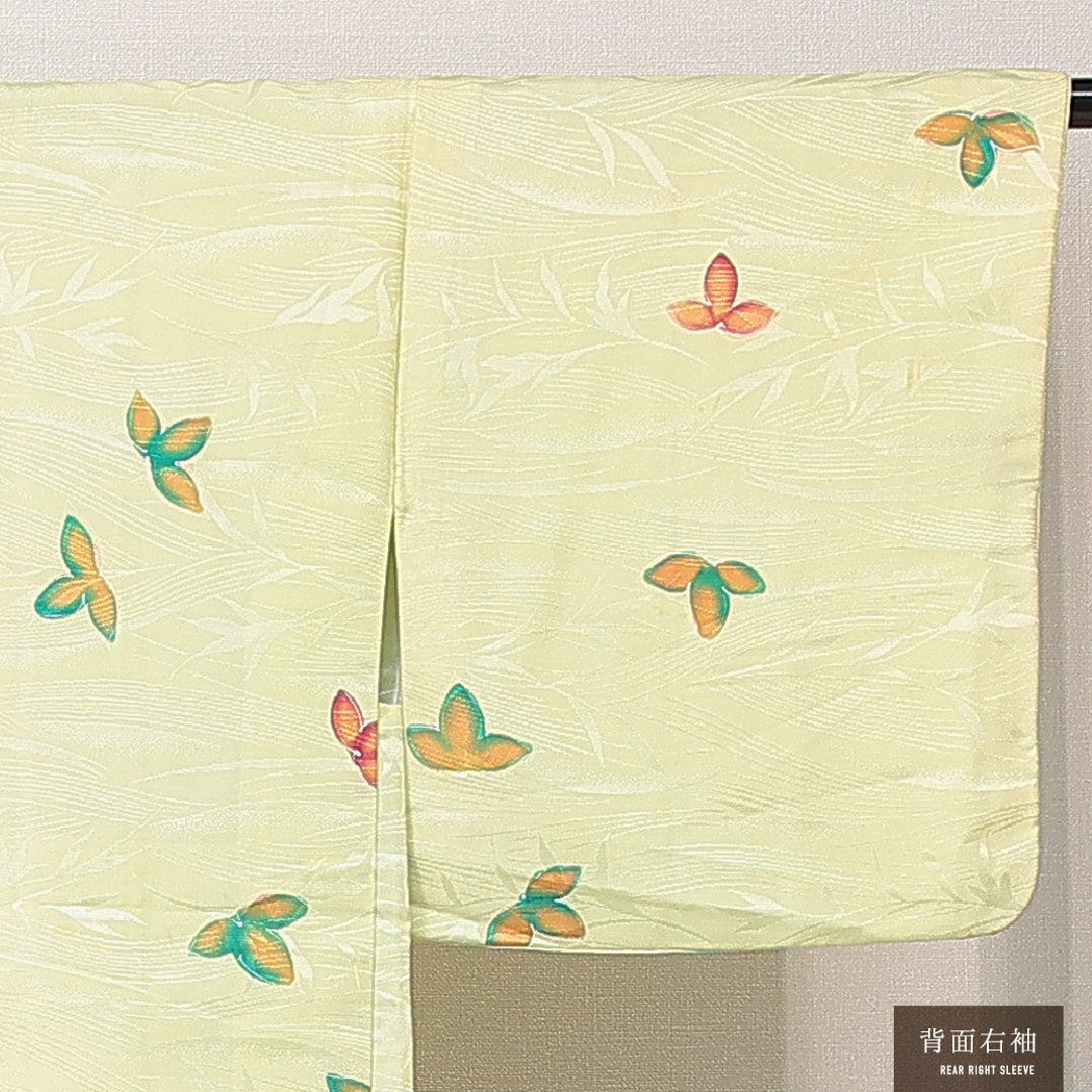 羽織 袷 身丈77cm 裄丈62cm 正絹 Cランク カジュアル Sサイズ 植物柄 緑系 HP 1232-15257