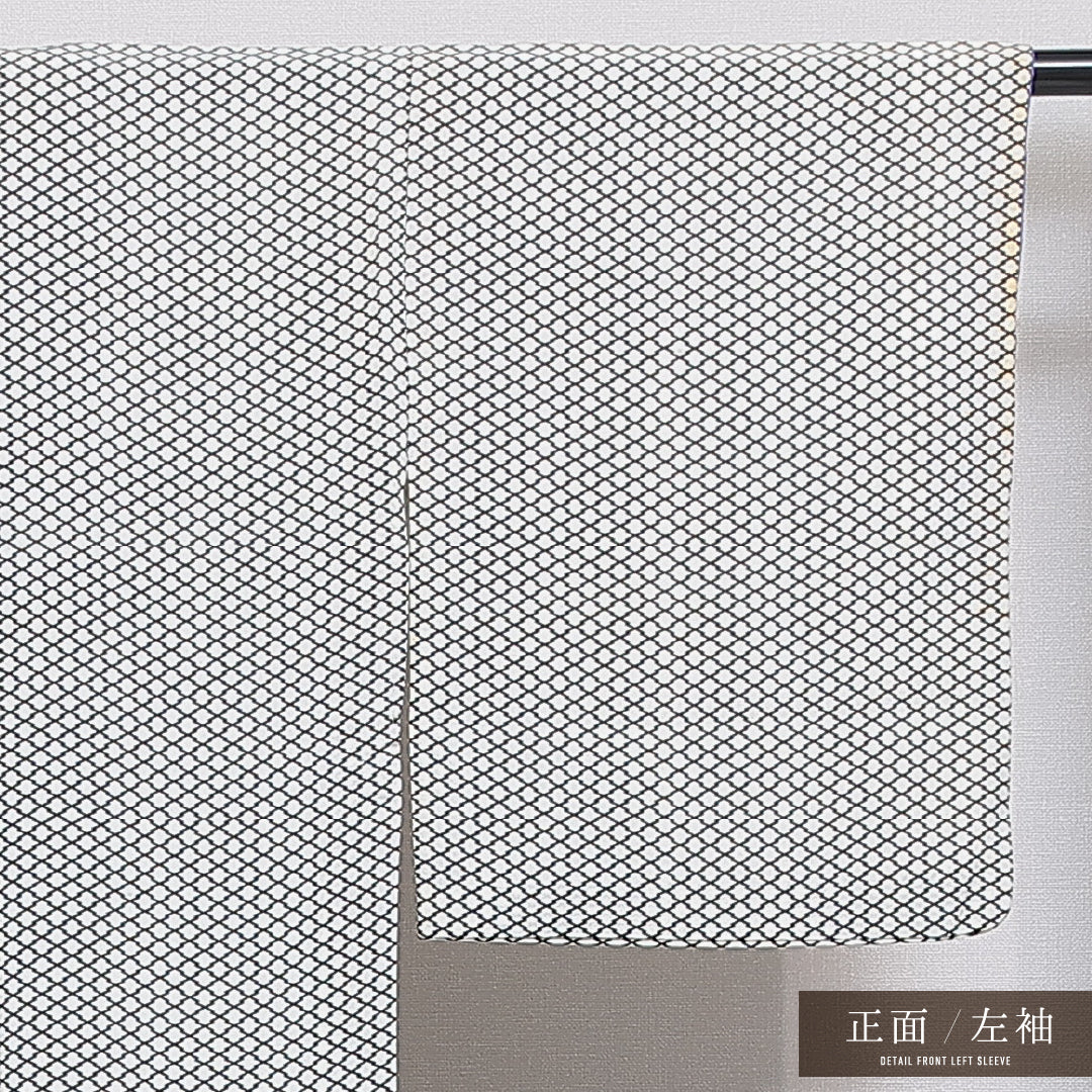 小紋 洗える着物 袷 身丈151cm 裄丈64cm ポリエステル Cランク Sサイズ バチ衿 インフォーマル 松皮菱 朱系 1215-16344