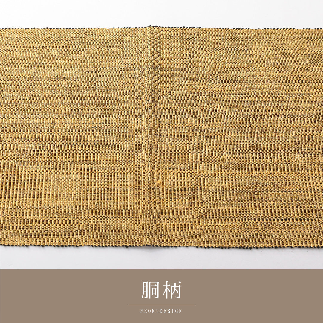 八寸名古屋帯（紬） 帯丈480cm カジュアル 開き仕立て 全通 Sランク 正絹 無地 黄系 1224-03735