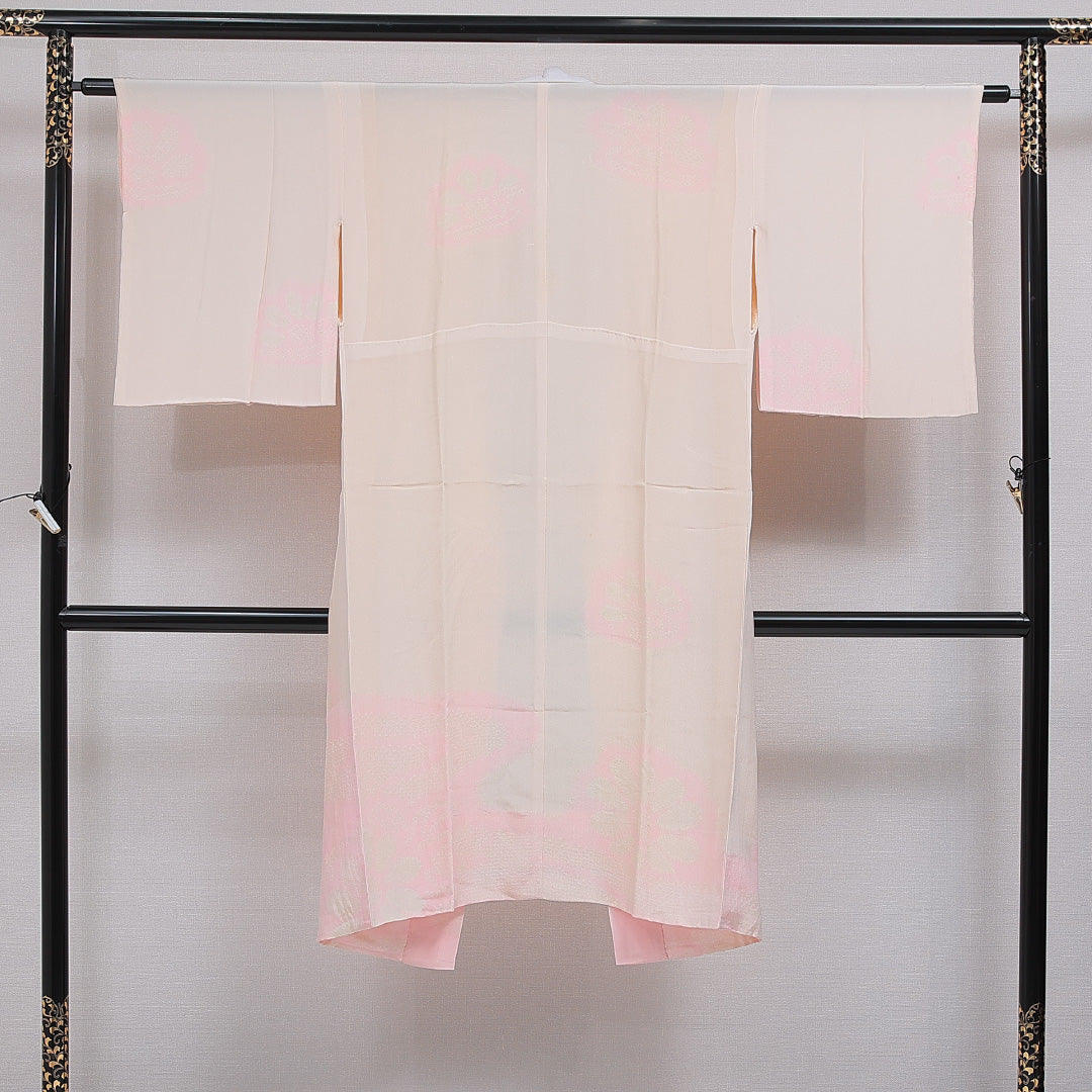 長襦袢 無双袖 身丈123cm 裄丈62cm 正絹 Cランク Sサイズ 花柄 ピンク系 HP 1239-16582