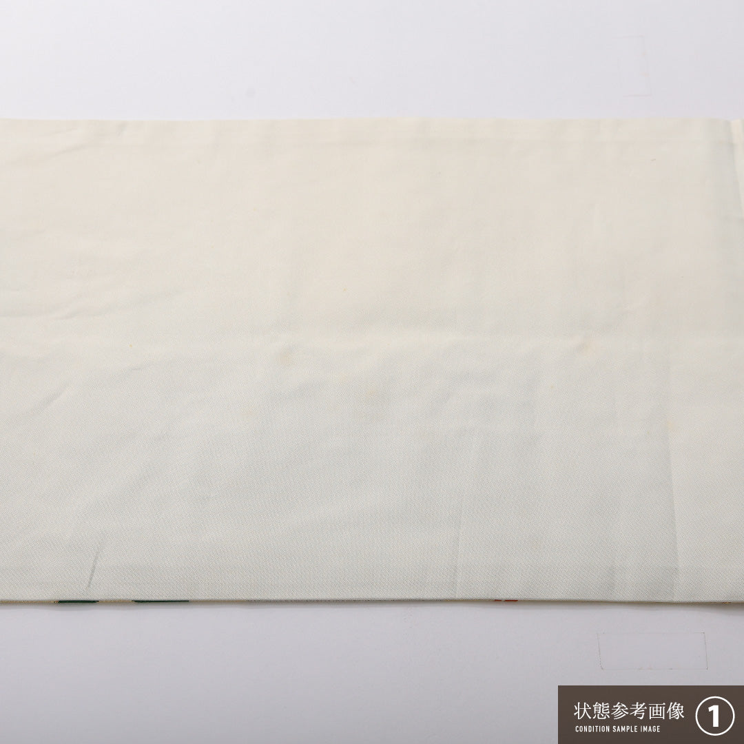 九寸名古屋帯 Aランク 帯丈355cm 正絹 ポイント柄 名古屋仕立て 織り セミフォーマル 流水 クリーム系 LP 1245-03651