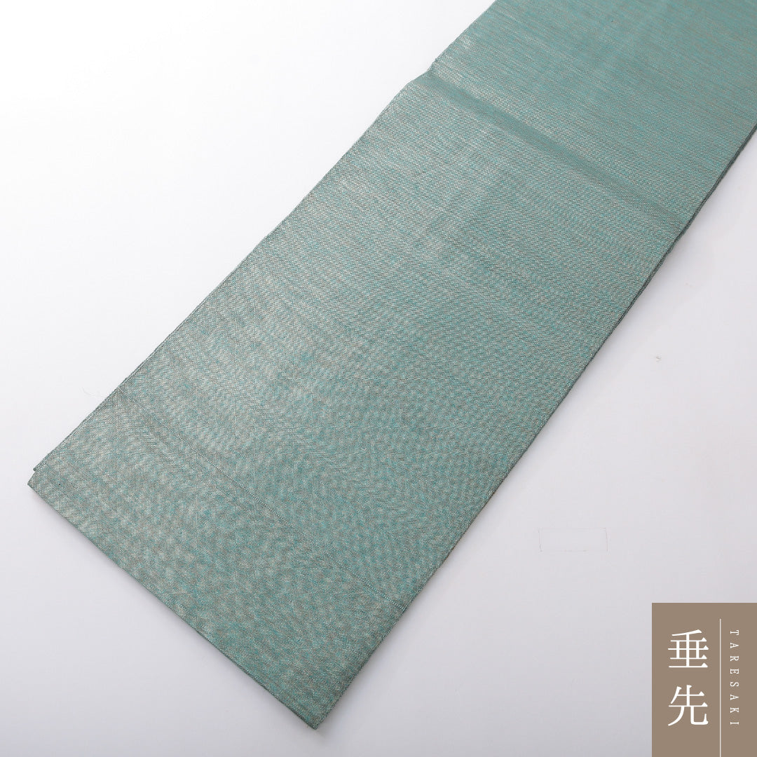 袋帯（紬） 帯丈448cm 正絹 ポイント柄 インフォーマル すくい織 花柄 緑系 1243-02092