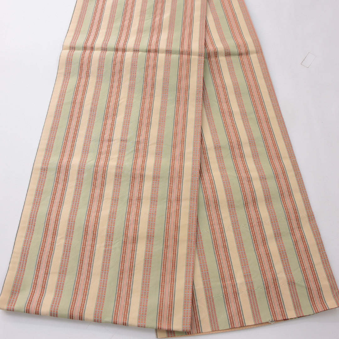 袋帯 帯丈450cm セミフォーマル 六通 未仕立て 帯芯なし Sランク 正絹 有栖川鹿文 証紙 ピンク系 1223-02232