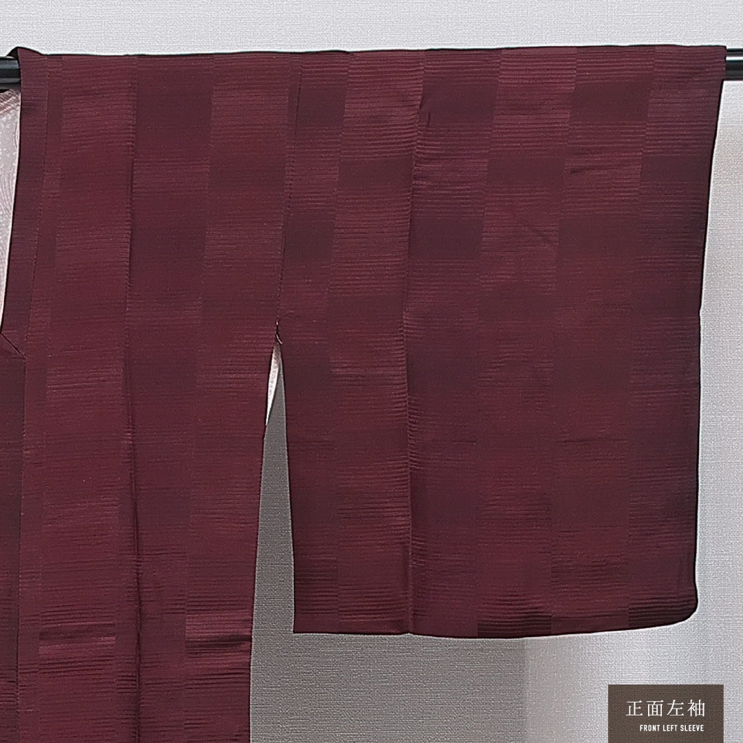 道行コート 袷 身丈86cm 裄丈64cm 正絹 Sランク セミフォーマル Mサイズ ポケットあり 抽象柄 紫系 RP 1237-16143