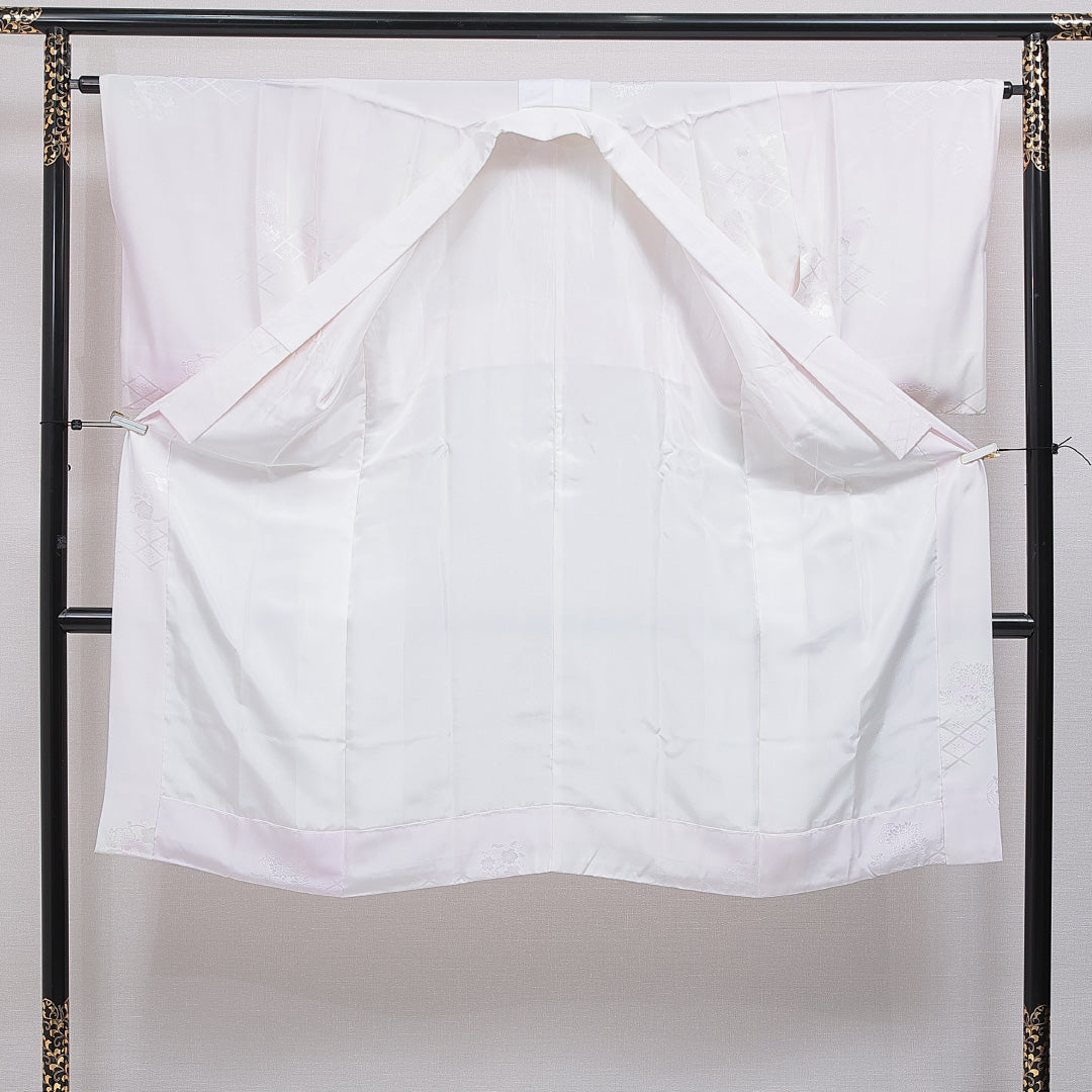 長襦袢 無双袖 身丈124cm 裄丈64cm 正絹 Sランク Mサイズ 菊 ピンク系 RP 1239-16465