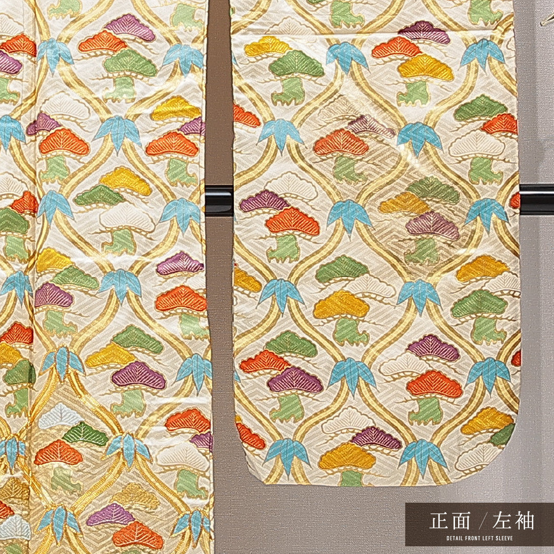 振袖 袷 身丈165cm 裄丈66cm セミフォーマル Sランク XLサイズ 正絹 広衿 笠松 金駒刺繍 1213-F0733