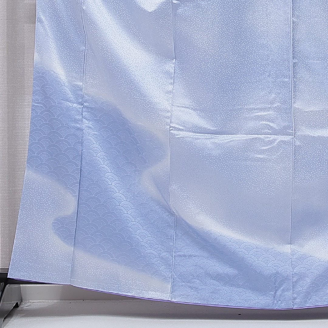 付下げ 洗える着物 袷 身丈159cm 裄丈66cm ポリエステル Sランク Mサイズ 広衿 インフォーマル 青海波 水色系 1261-15791