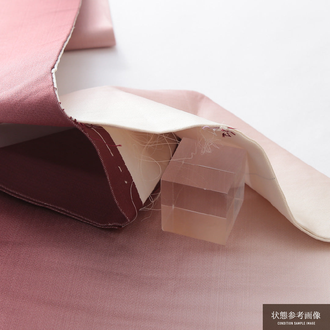 九寸名古屋帯 帯丈359cm 琳派 セミフォーマル 名古屋仕立て ポイント柄 Dランク 正絹 綴れ織 菊 ピンク系 グラデーション系 1224-03902