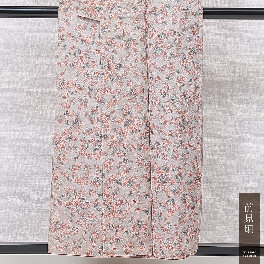 お召 袷 身丈154cm 裄丈62cm 正絹 Cランク インフォーマル バチ衿 Sサイズ 創作柄 グレー系 LP 1222-15569