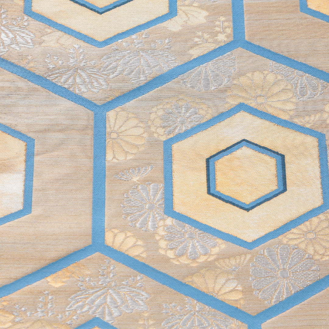 袋帯 帯丈438cm フォーマル 六通 Aランク 正絹 亀甲 金系 1223-02313