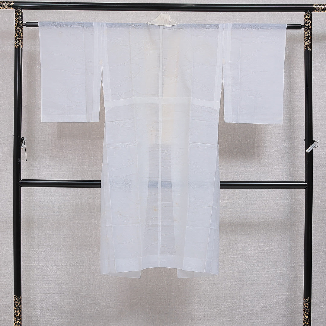 夏物 洗える着物 麻の長襦袢 単衣 身丈122cm 裄丈59cm 麻 Cランク Sサイズ 無地 白系 LP 1239-16508